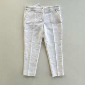 Trina Turk Dress Pants Ankle Crop Tapered Leg Textured White Womens Size 10 NWT